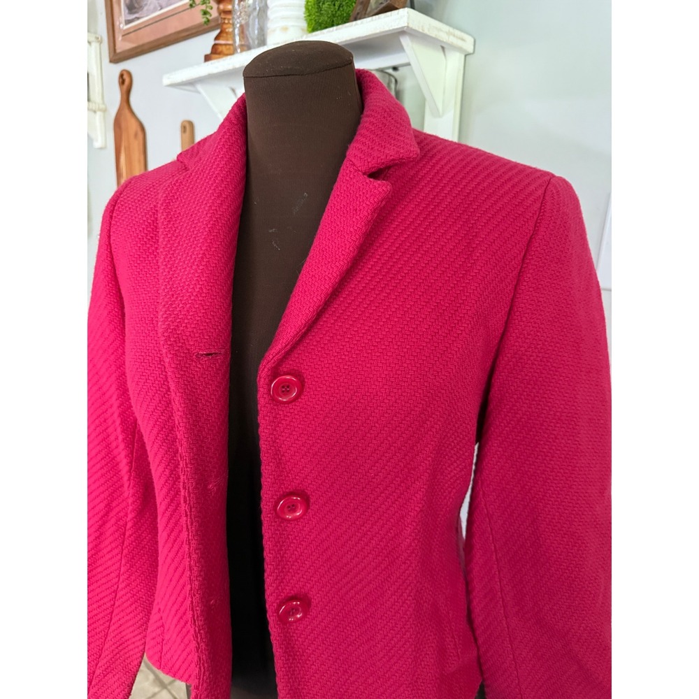 Lafayette 148 New York Petite Pink wool Textured 3 Button Blazer Size 8P - Picture 2 of 9